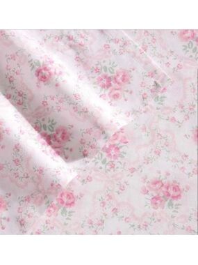 Laura Ashley ~ FULL Pink Floral 4Pc.
Sheet Set ~ 100% Percale Cotton
